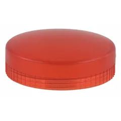 Plastic pilot light lens for 22 mm panel mounting holes. Red smooth finish for LED illumination. Compatible with SCHNEIDER XB4 and XB5 series pilot lights. Used to indicate machine status on industrial control panels.