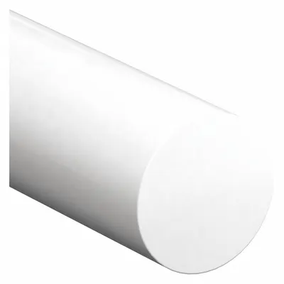 PET-P Rod: 3 in Dia, 12 in Lg, Opaque, White, 12,400 psi Tensile Strength - Polyester Rods & Discs