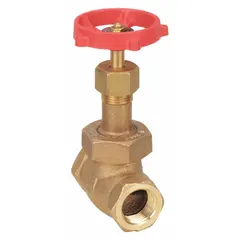 This bronze globe valve features a Z-body design with female threaded connections and a rising stem for visual position indication. Suitable for general-service applications requiring flow regulation and positive shut-off for gas, oil, steam, or water media. Pipe size: 1 in.
