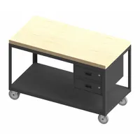 DURHAM MFG Workbench: Fixed Ht, Butcher Block, 36 in x 24 in, 1,200 lb Overall Load Capacity (MPN HMT-2436-2-MT-2DR-95)