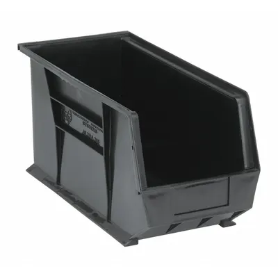 QUANTUM STORAGE SYSTEMS Hang and Stack Bin: 8 1/4 in x 18 in x 9 in, Black - Recycled Plastic Bins