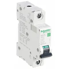 1-pole C-curve supplementary protector rated 20A, 240/415V AC and 60V DC, with 14kA interrupting capacity at 120/240V AC. Screw clamp terminals. For overcurrent and short-circuit protection in control panels, HVAC, and machinery branch circuits.