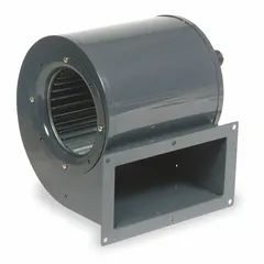 This direct-drive blower is an OEM replacement unit delivering 353 cfm at 115V AC, single phase, with a 1/15 hp open motor. It features a 5 1/8 in wheel diameter and CCW rotation. Suitable for ventilation, cooling, or exhaust in industrial equipment where a compact, open-motor design is required.