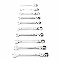 GEARWRENCH Combination Ratcheting Wrench Set: Alloy Steel, Full Polish Chrome, 10 Tools, Std, SAE (MPN 86758)