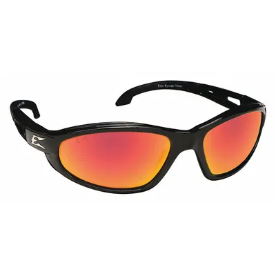EDGE EYEWEAR Safety Glasses: AP Red Lens, Full-Frame, Metal Detectable, Black Frame - Padded Comfort-Fit Safety Glasses