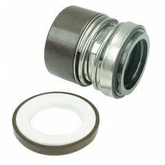 Mechanical seal and seat assembly for use in rotary gear pumps to prevent fluid leakage along the rotating shaft. Compatible with Dayton brand equipment and model number 4KHE9.