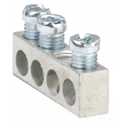 Aluminum ground bar kit for use with Square D QO load centers. Includes two mounting screws. Provides a grounding termination point for equipment grounding conductors in electrical panels.