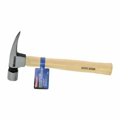 Steel curved-claw hammer with a 16 oz head and 13-inch overall length. Features a plain grip, wood handle, and smooth face. Suitable for driving and pulling nails in construction, framing, and general maintenance tasks.