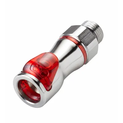 CPC Quick Connection Coupling: Straight, 3/8 in Pipe Size, Warm Red, Quick Disconnect - Chrome-Plated Brass Quick-Disconnect Tube Fittings