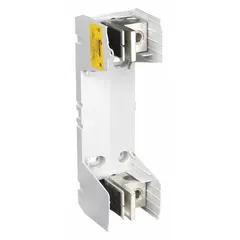 Single-pole open-block fuse block rated 600 V AC with box lug terminals and non-indicating design. Accepts UL Class H and K fuses. Used in industrial control panels, motor circuits, and power distribution equipment for safe fuse mounting and connection.