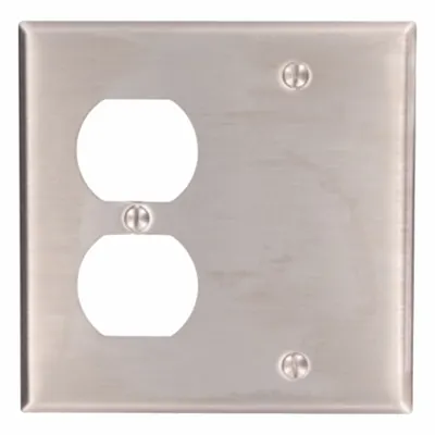 LEVITON Wall Plate: Combo, 2 Gang, Silver - Combination Wall Plates