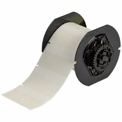 Precut label roll for wire and cable identification. Self-extinguishing vinyl material in clear matte finish. Size 1 3/4 in x 3/4 in. Compatible with i3300 printer series; requires B30-R4300 ribbon.