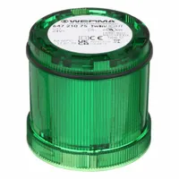 WERMA Tower Light Module: Flashing/Steady, 24V AC/24V DC, Green, 70 mm Overall Dia, 66 mm Overall Ht (MPN 64721075)