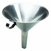 This stainless steel lab funnel features a 150 mm diameter bowl and a 20 mm stem, finished in silver. Designed for general laboratory liquid transfer and filtration tasks, it offers corrosion resistance and easy cleaning