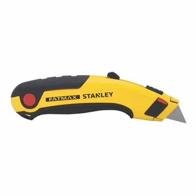 STANLEY Utility Knife: 6 1/2 in Overall Lg, Steel Std Tip, Rubberized, Metal/Rubber - Retracting Utility Knives