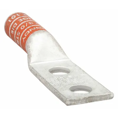 BURNDY Compression Lug: For 3/0 AWG, Stranded Wire, 3/8 in Stud Size, Long - Two-Hole Compression Lugs