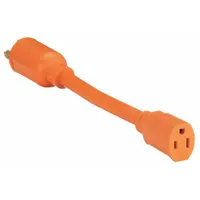 POWER FIRST Cord Adapter: 10 in Lg, 12 AWG, L5-20P Plug, 5-15R Receptacle, Orange, 125V AC (MPN 1FD77)