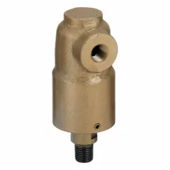 Straight, plain cast iron rotating joint with one passage. Features a 1/4" threaded rotating shaft and carbon graphite seal. Supports maximum speed of 700 rpm. Used to transfer fluid or gas from a stationary supply line into rotating machinery.