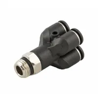 AIGNEP USA Push-Fit Wye Fitting: 6 mm OD x 4 mm OD x 6 mm Pipe x 1/8 in Pipe Size, Nylon, Black (MPN 55340-6-1/8)