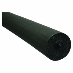 This 6 ft unslit Buna-N/PVC straight tube insulation has a 1/4 in inner diameter and 3/4 in thickness, providing an R-Value of 6.4. It is black and plenum rated, suitable for thermal insulation and condensation control on small-diameter pipes in HVAC, refrigeration, and plumbing systems.