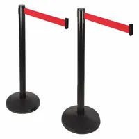 Barrier Post with Belt: 40 1/2 in Post Ht, 10 ft Belt Lg, Red, 2 No. of Posts, No Pattern (MPN 101SB-RD-2PK)