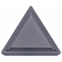 Triangle (T) indexable turning insert made of PVD cermet. Used for finish to medium machining of steels and stainless steels in turning operations, providing wear resistance and edge strength for consistent surface finish and dimensional control.