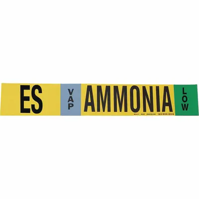 BRADY Ammonia Adhesive Pipe Marker ES VAP Low for 8 in and Larger Pipe O.D. - Ammonia Adhesive Pipe Markers