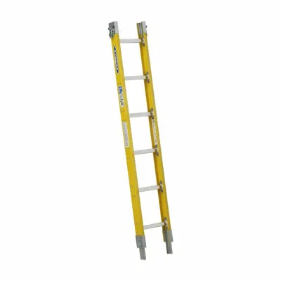 WERNER Straight Ladder: 6 ft Ladder Size, Fiberglass, 250 lb Load Capacity, 16 lb Wt - Tapered Sectional Non-Conductive Fiberglass Ladders
