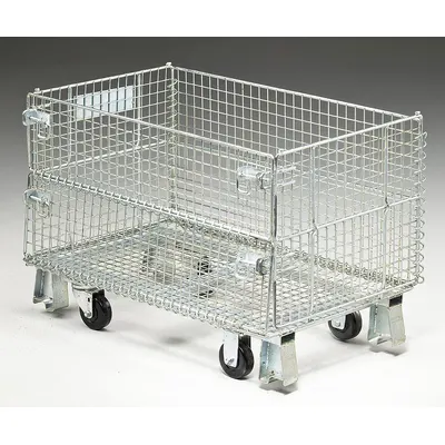 NASHVILLE WIRE Collapsible Bulk Container: 5 cu ft, 20 in x 32 in x 22 in, Lid Not Included - Collapsible Wire Bulk Containers