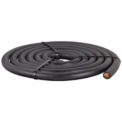 This cut-to-length jumper cable features a 3/0 AWG wire gauge and a 120-inch length, with a black jacket. Rated for a maximum current of 239 A, it is suitable for high-amperage jump-starting applications in automotive and heavy equipment contexts.