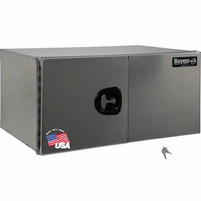 BUYERS PRODUCTS Double Barn-Door Box, 18 in Depth, Silver, Keyed Lock - Double Barn-Door Boxes