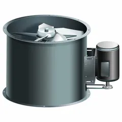 This belt drive fan delivers 10,259 cfm at 0.000 in static pressure, with a 24 1/2 in blade. It operates on 208-230/460V AC, single phase, and includes a drive package. The totally enclosed, continuous duty motor is mounted horizontally. Suitable for clean air ventilation in general exhaust or supply applications.