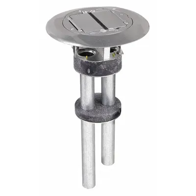 HUBBELL WIRING DEVICE-KELLEMS Fire Rated Poke Through: Round, (2) 1 in For Conduit Sizes - Fire-Rated Poke-Through Steel Floor Boxes