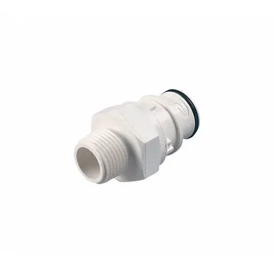 CPC Quick Connection Coupling: Straight, 3/8 in Pipe Size, Quick-Disconnect Coupler x NPT - Polysulfone Quick-Disconnect Tube Fittings
