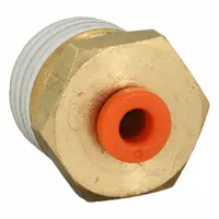 SMC Push-Fit Adapter Fitting: 1/8 in OD x 1/4 in Pipe Size, Push-to-Connect x MNPT, Brass, Brass (MPN KQ2H01-35AS)