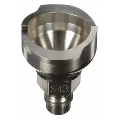 This 3M adapter connects PPS series disposable cups to spray guns. Made of stainless steel with a 1/4 in thread size, it is used in painting applications requiring quick cup changes and reduced solvent waste.