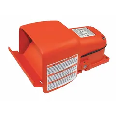 Single-pedal foot switch from the Hercules series with momentary SPDT switch action. Electrically corded and includes a foot guard to prevent accidental activation. Suitable for industrial machine control, assembly lines, and equipment requiring momentary switching.