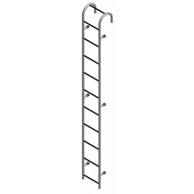 COTTERMAN Straight Ladder: 10 ft Ladder Size, Steel, 300 lb Load Capacity, 45 lb Wt - Storage Tank Steel Ladders