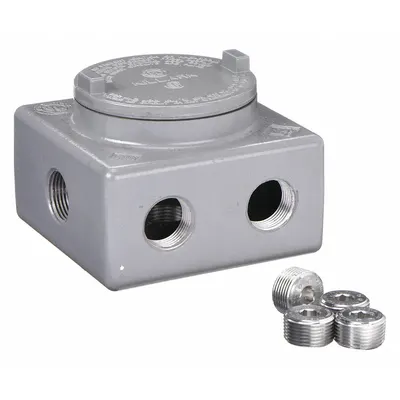HUBBELL KILLARK Outlet Body: Outlet Body with Cover, 4 in x 4 in x 4 in, Screws - Enclosures with Blank Cover