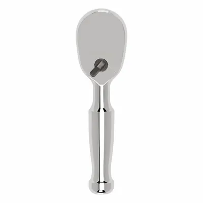 TEKTON Hand Ratchet: Pear, Reversible, 3 in Overall Lg, Polished, 4° Min Arc Swing - Standard-Head Ratchets