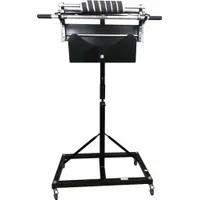 Mobile stand bag dispenser constructed of metal with aluminum/metal components. Holds up to 500 bags. Dimensions: 39 1/3 in width, 23 1/6 in depth, 78 in height. Suitable for dispensing bags in industrial environments such as warehouses, manufacturing, and maintenance facilities