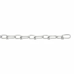 This light-duty jack utility chain is made of 304 stainless steel with a 3 in trade size and a working load limit of 100 lb. Suitable for lifting, securing, and tensioning applications where corrosion resistance is required.