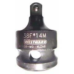 This impact socket adapter converts a 3/8" drive input to a square output for use with impact wrenches. The manganese phosphate finish provides corrosion resistance. A locking feature secures sockets during high-torque applications such as automotive repair and industrial assembly.