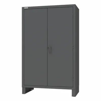 DURHAM MFG Storage Cabinet: 4 Shelves, Recessed/Solid, Padlockeable, Swing, Extra-Heavy Duty - Standard Bin Cabinets with Half-Shelves