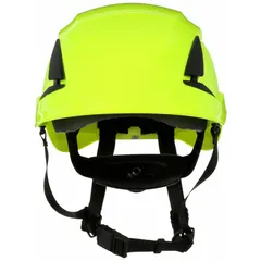 Type 1, Class E work-at-height climbing helmet with a green ABS shell and no graphics. Features a 6-point ratchet suspension and side-slots for accessory mounting. Suitable for industrial head protection where top impact and electrical hazard protection are required.