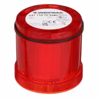 WERMA Tower Light Module: Flashing/Steady, 24V AC/24V DC, Red, 70 mm Overall Dia, 66 mm Overall Ht (MPN 64711075)