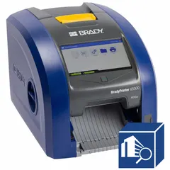 This single-color desktop printer operates as a PC-connected or standalone unit with Ethernet and USB connectivity. It is suited for on-demand printing of facility safety labels, pipe markers, equipment tags, and hazard warnings. The included Brady Workstation Safety and Facility Identification Software Suite supports label design and compliance. A USB cable is provided.