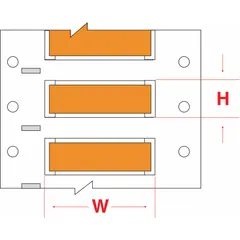 Polyolefin precut sleeve label roll with orange matte finish. Each sleeve measures 3/16 in x 2 in and accommodates wire gauges from 10 AWG to 20 AWG. Compatible with the i5100 printer series. Used for wire identification in electrical panels, machinery, and control cabinets.