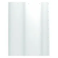 This aluminum armor door kick plate measures 34 inches in height and 42 inches in width. It is designed to protect door surfaces from scuffs, kicks, and impacts in high-traffic commercial and industrial settings