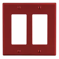 HUBBELL Wall Plate: Decorator-Rocker, 2 Gang, Red, Std Size (MPN P262R)